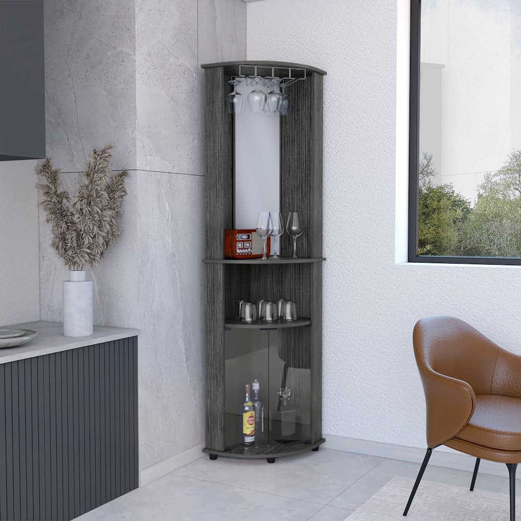 Chicago Corner Mirror Bar Glass Door Cabinet