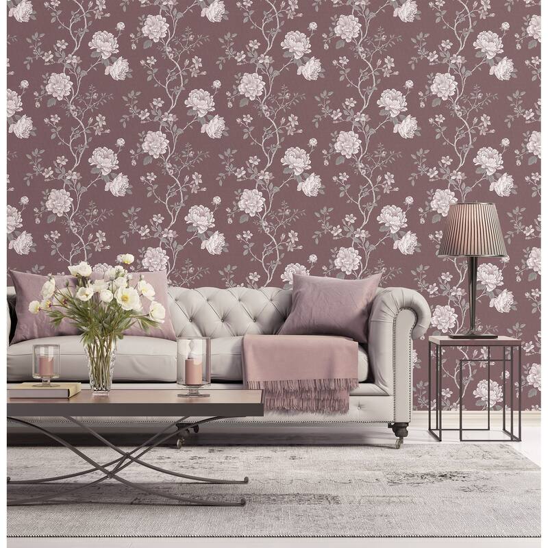 Galerie Wallcoverings Vintage Roses Magnolia Vine Non-Woven Matte Wallpaper Roll