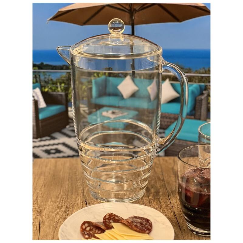 Water Pitcher with Lid, Swirl Unbreakable Plastic Pitcher