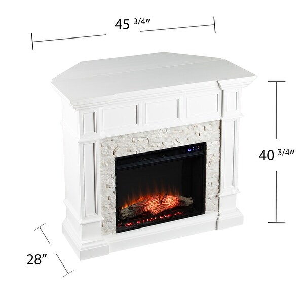 SEI Furniture Helianthus White Faux Stone Corner Electric ...