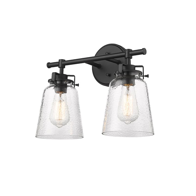 Millennium Lighting Amberose Vanity Light with Hammered Glass Shades - 2 Light - Matte Black
