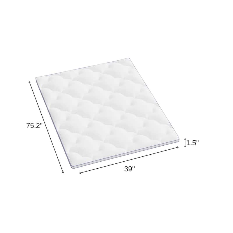 2" White Cotton Twin Mattress Topper