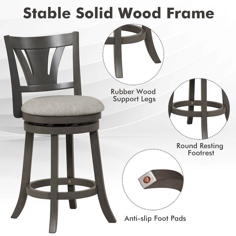 1/2/4 PCS 26.5'' Swivel Bar Stool Counter Height w/ Rubber Wood Legs