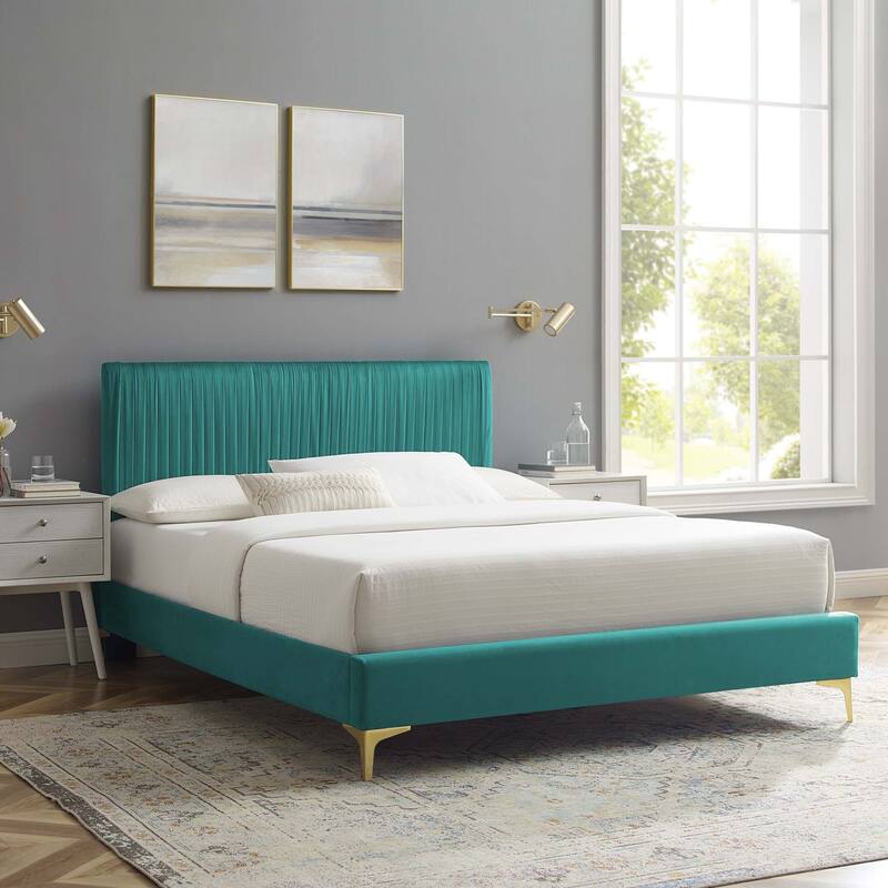 Peyton Performance Velvet Queen Platform Bed