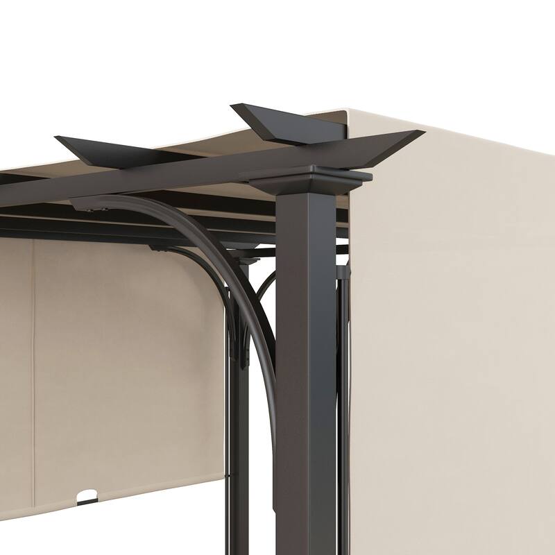 Outsunny 10' x 10' Outdoor Pergola Patio Gazebo Retractable Canopy Sun Shelter with Steel Frame