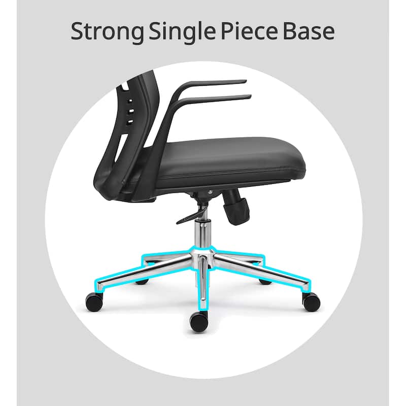 Modern Ergonomic Office Chair Faux Leather Upholstery Lumbar Support