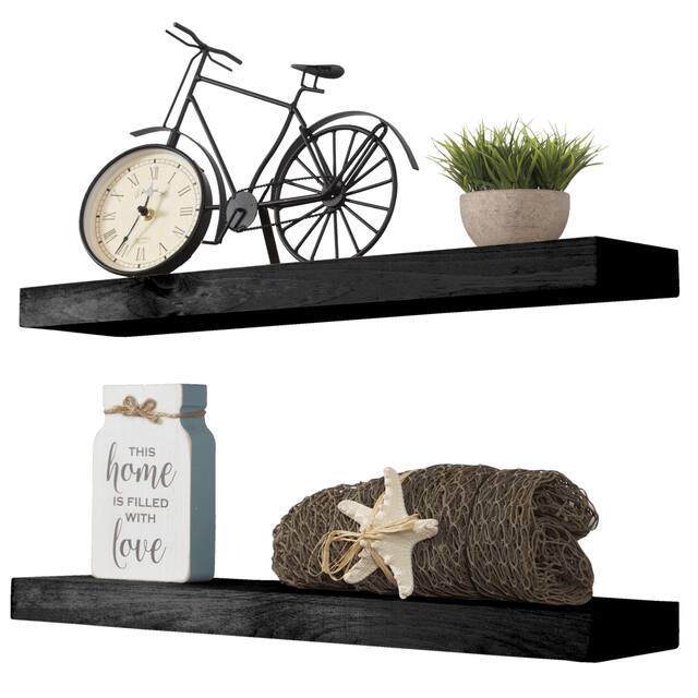 Rustic Wooden Floating Wall Shelves (Set of 2)