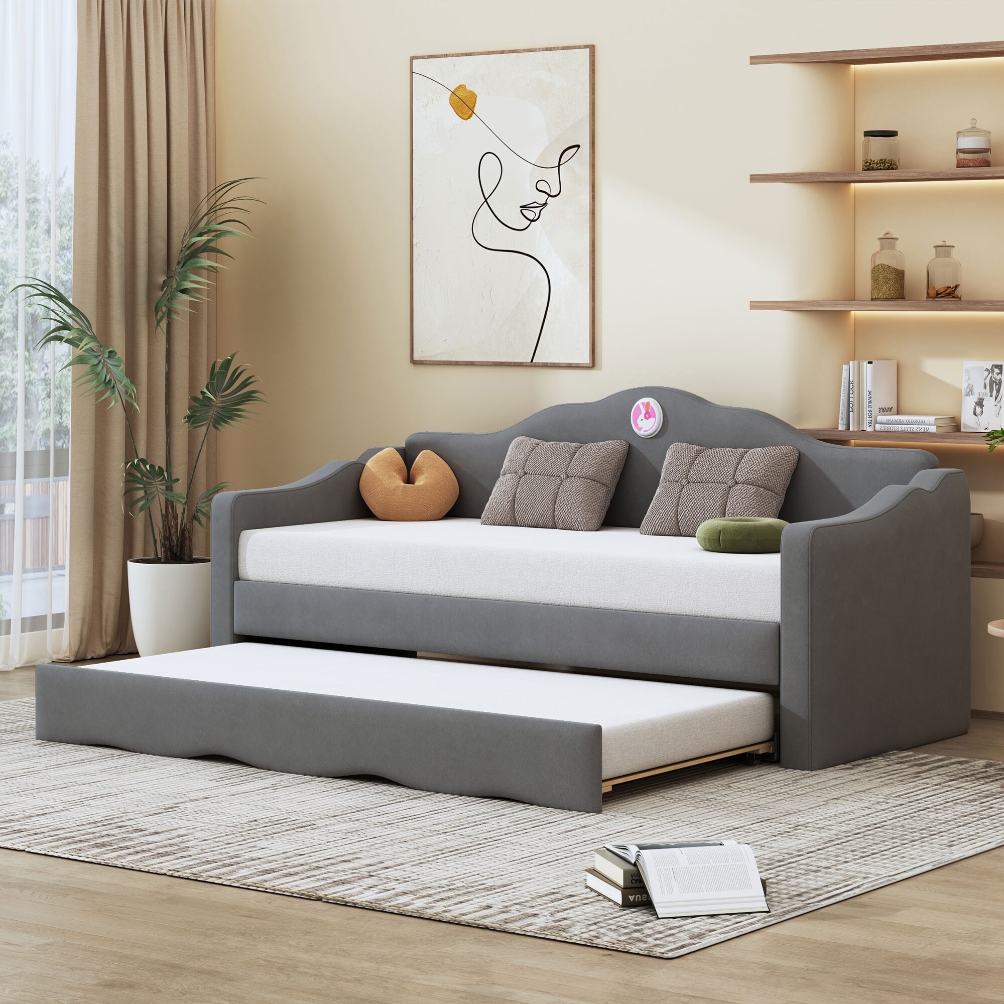 Gray twin daybed with trundle sale