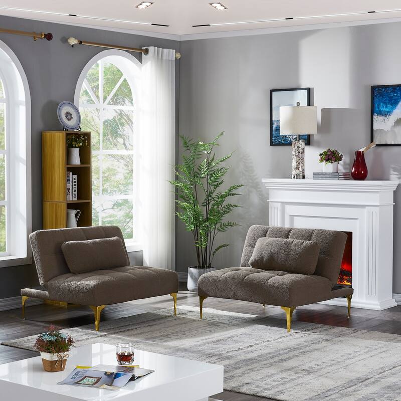 Modern Teddy Fabric Sofa Bed with Two-Piece Design and Easy Setup