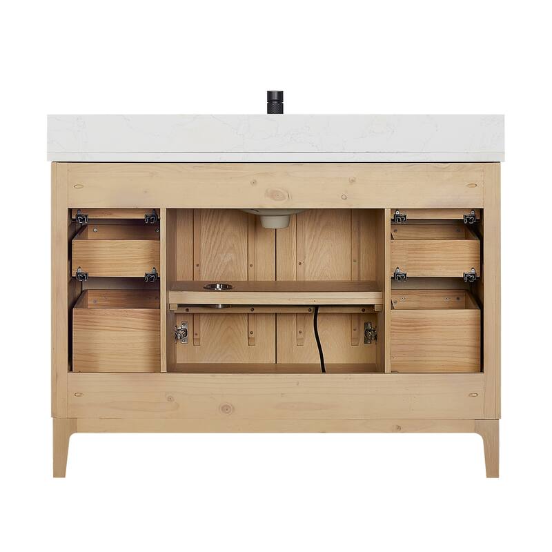Gara Single Bath Vanity with Composite Stone Top without Mirror