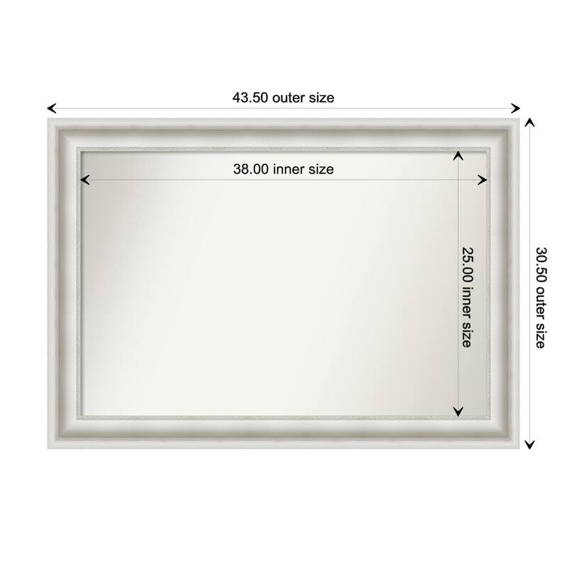 Parlor White Framed Non-Beveled Custom Wall Mirror, Bathroom Vanity Mirror - Outer Size: 43.5 x 30.5