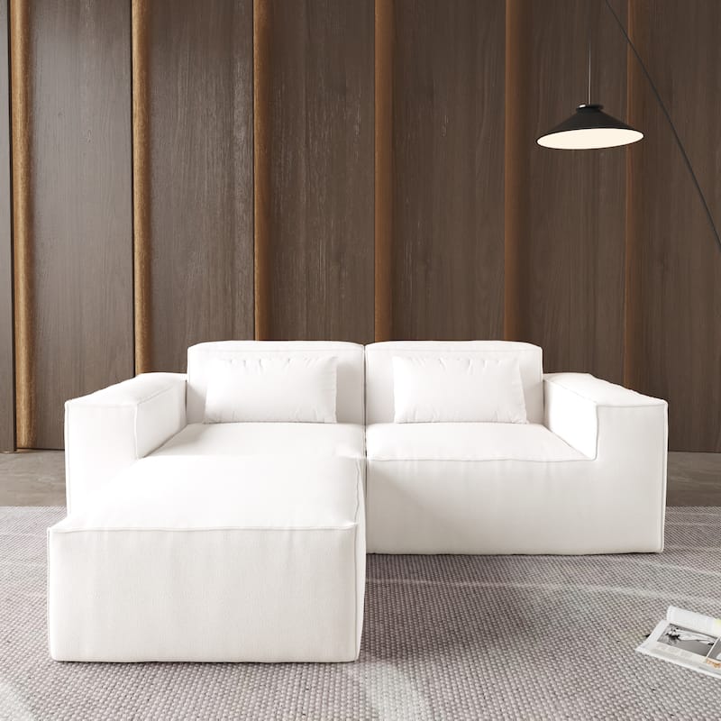 86.62" Modular Sectional Couch, Huge Plus Love Seat Sofa, Modern Comfy Corduroy Couches with Reversible Chaise Ottoman