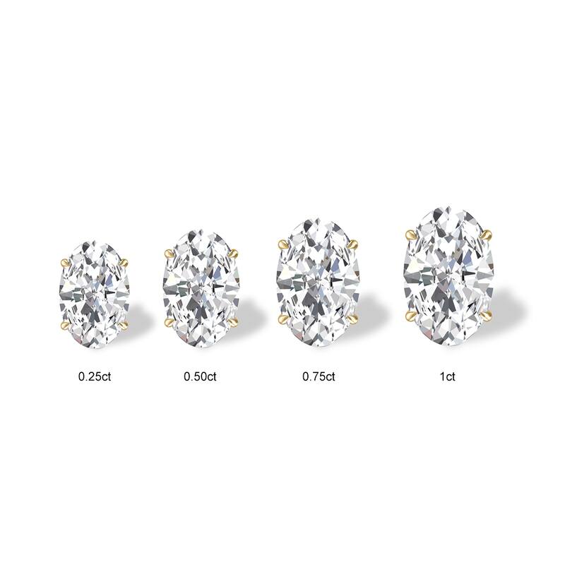 Marquee Lab Grown 1/2 Carat Oval Solitaire Diamond Earrings in 14K Yellow Gold