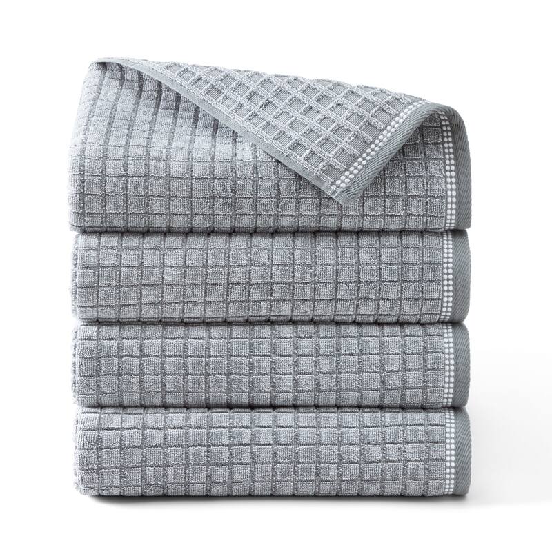 TOWN & COUNTRY EVERYDAY 4-Piece Textured Windowpane Bath Towel Set - 30"x58"