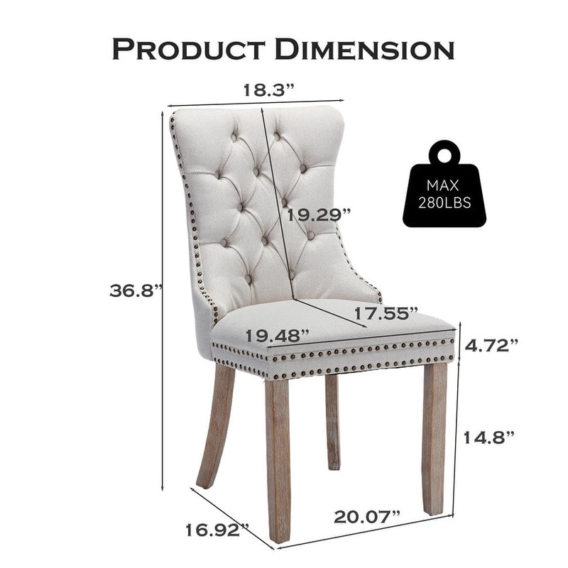 Tufted Naliheads Solid Wood Upholstered Dining Chairs (Set of 4)