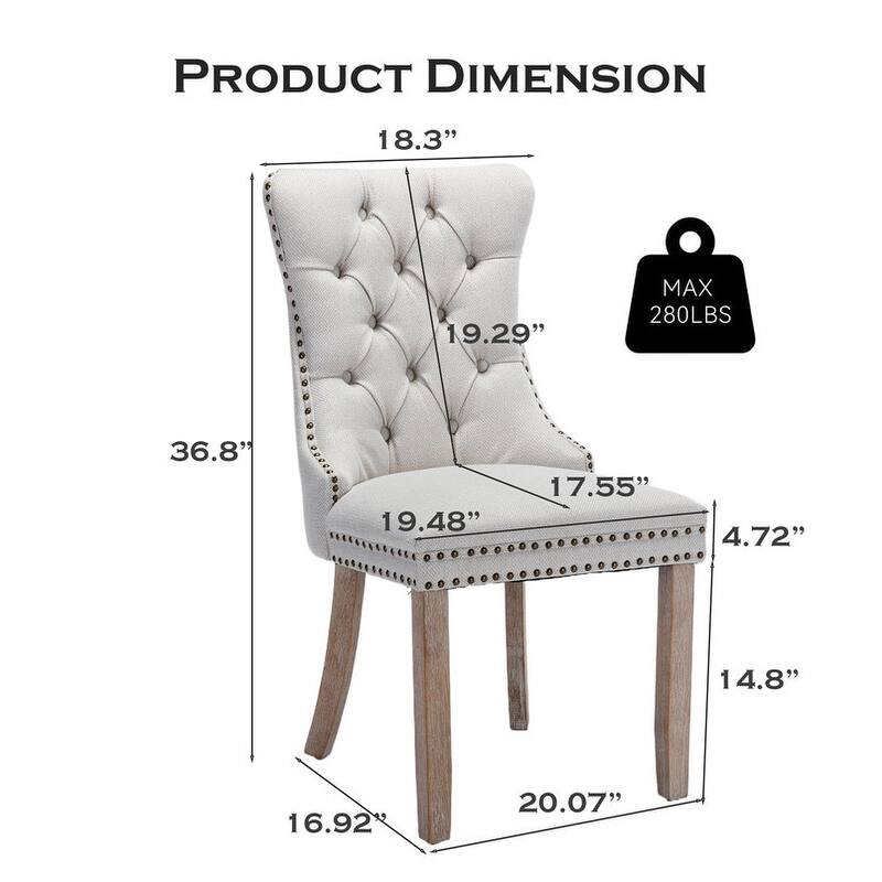 Tufted Naliheads Solid Wood Upholstered Dining Chairs Set of 6