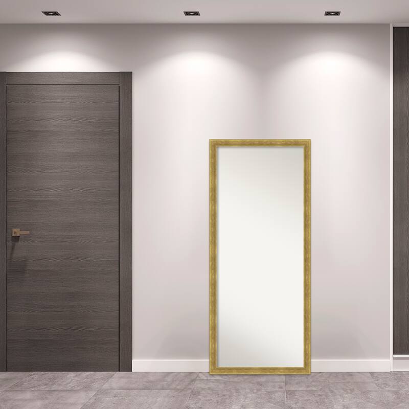 Angled Non-Beveled Wood Framed Full-Length Floor Leaner Mirror - Glass Size 24x60