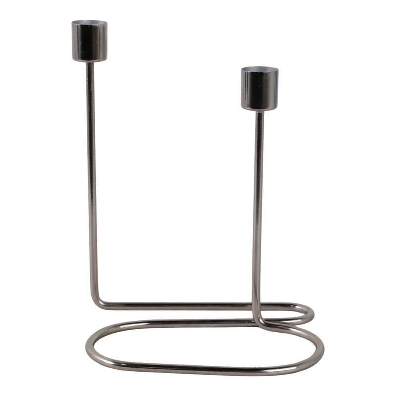 Modern Metal Taper Holder Open-Frame Design and Dual Candle Support