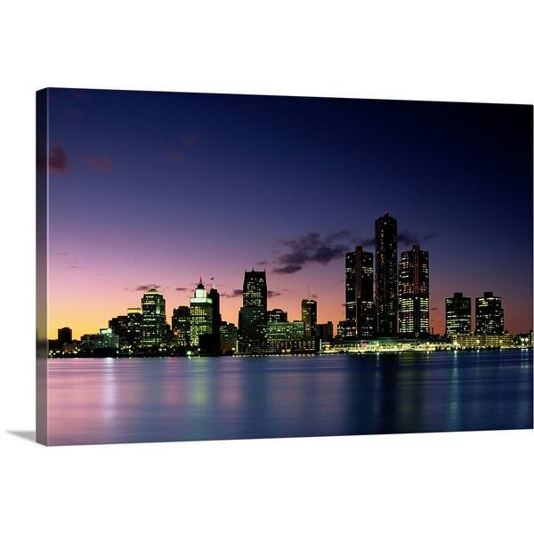 Shop Detroit Skyline At Dusk Canvas Wall Art Overstock 16476719