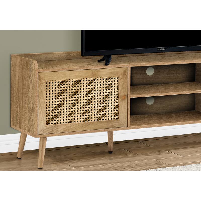 72" TV Console, Transitional Style with Storage Cabinet & Drawers, Walnut Laminate & Wood Legs