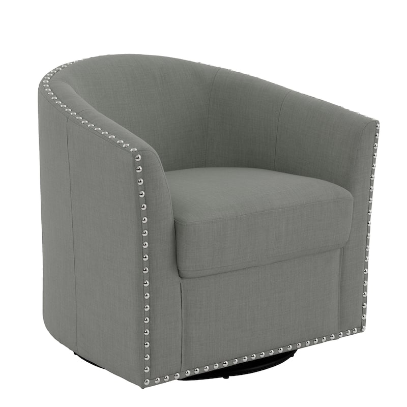 George 2 Set 30"W Upholstered Swivel Barrel Chair with Nailheads