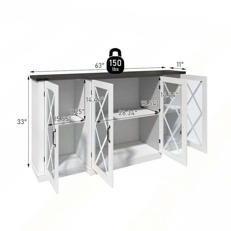 63 inch Farmhouse TV Stand wih Storage