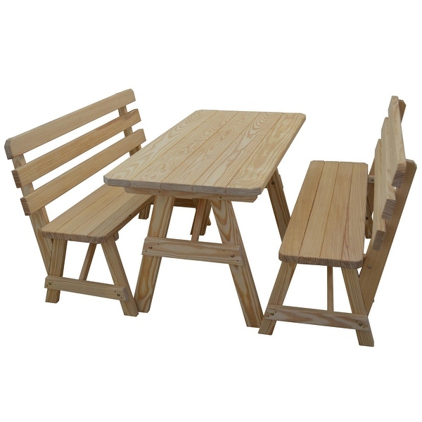Pine 5' Picnic Table with 2 Backed Benches. Opens flyout.