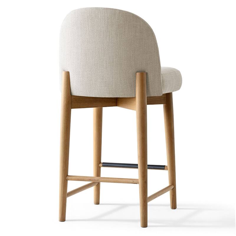 25.5" Seat Height Upholstered Counter Stool With Solid Wood Legs (Set of 4)