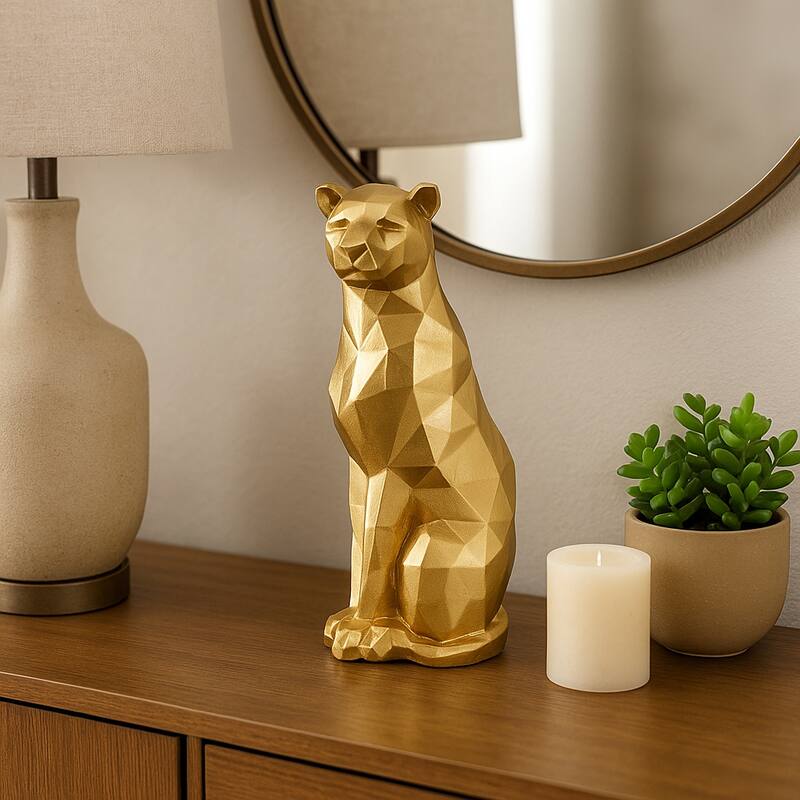 Resin Geometric Leopard Decorative Figurine - Gold - 10.0"
