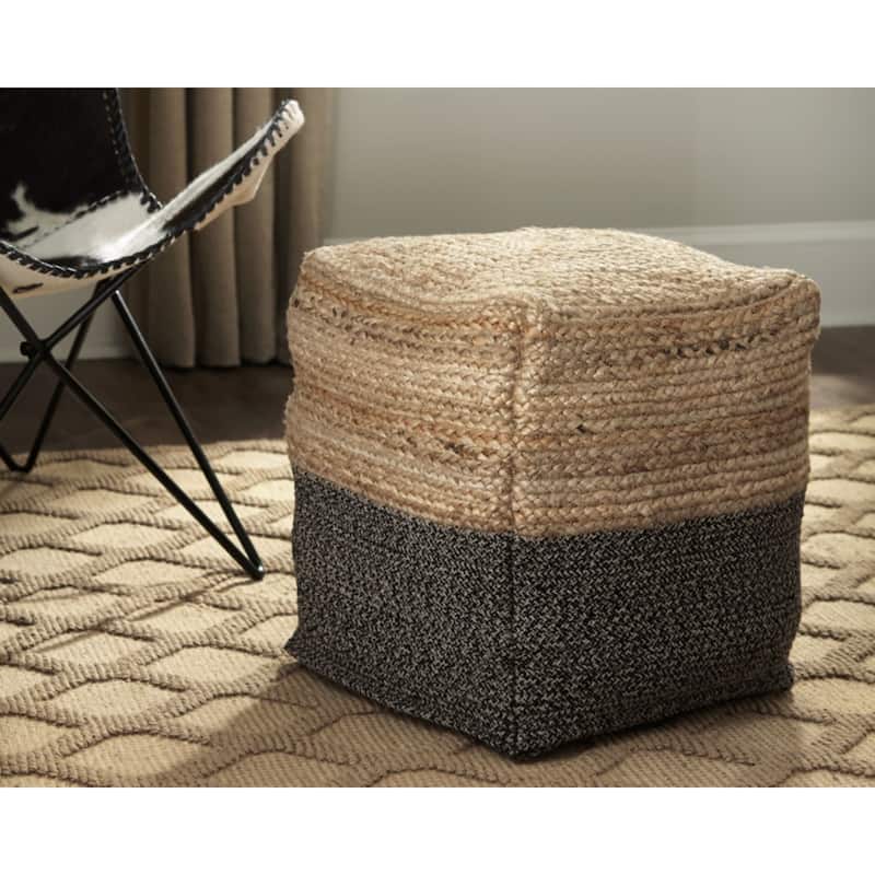 Signature Design by Ashley Sweed Valley Natural/Black Pouf