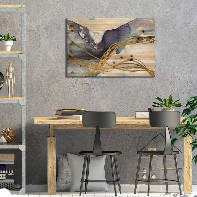 Agate Wave IV Print On Wood by Jennifer Goldberger - Multi-Color