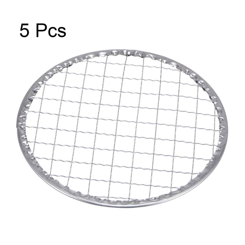 5pcs Round BBQ Grill Net 5.5" Dia Galvanized Iron Barbecue Mesh Mat for Baking