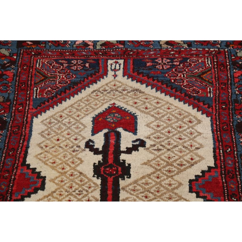 Geometric Traditional Hamedan Persian Area Rug Handmade Wool Carpet - 3'3" x 6'2"