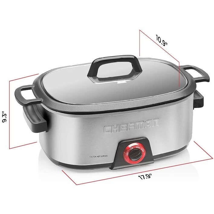 Chefman Stainless Steel Slow Cooker With Oven Safe Insert 6