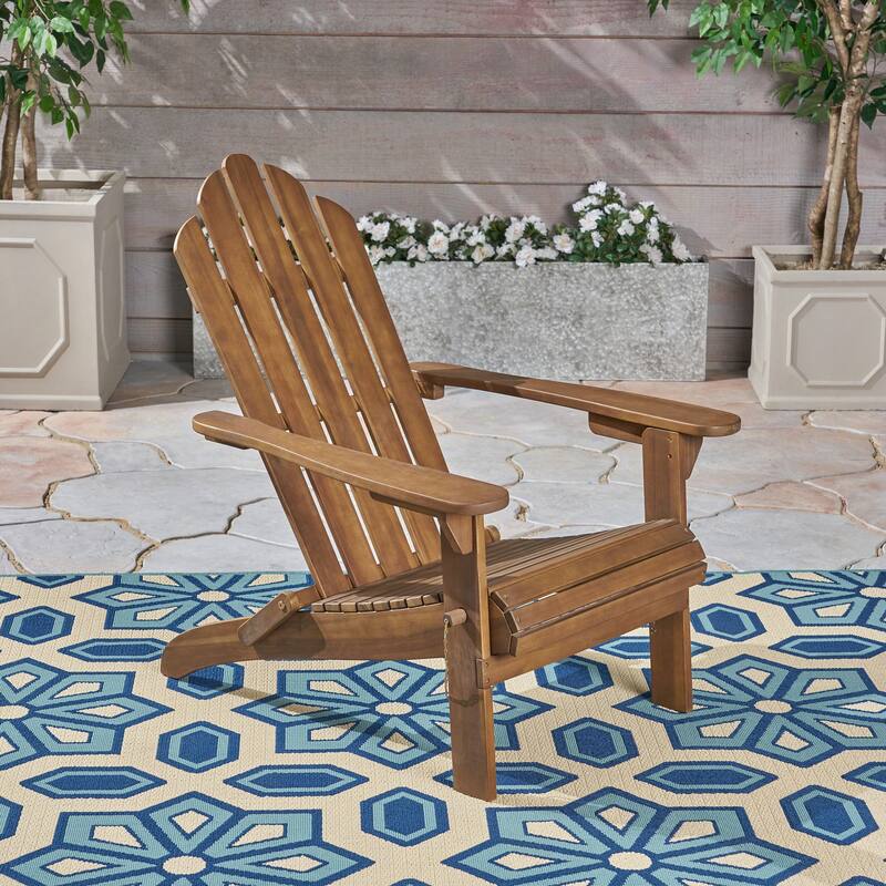 Roomfitters Outdoor Adirondack Chair with Contoured Seat and Wide Armrests, Natural
