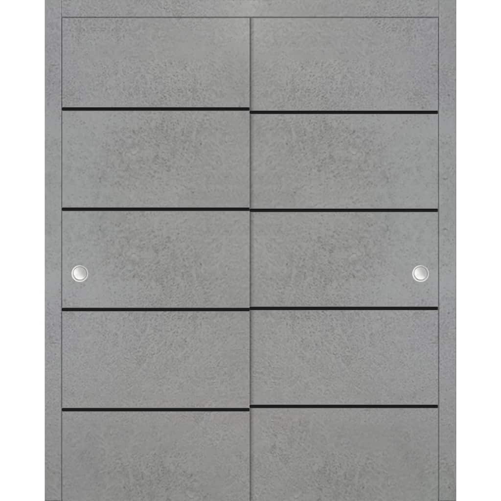 Bypass Doors 36 x 80 Planum 0015 Concrete with Sturdy Rails