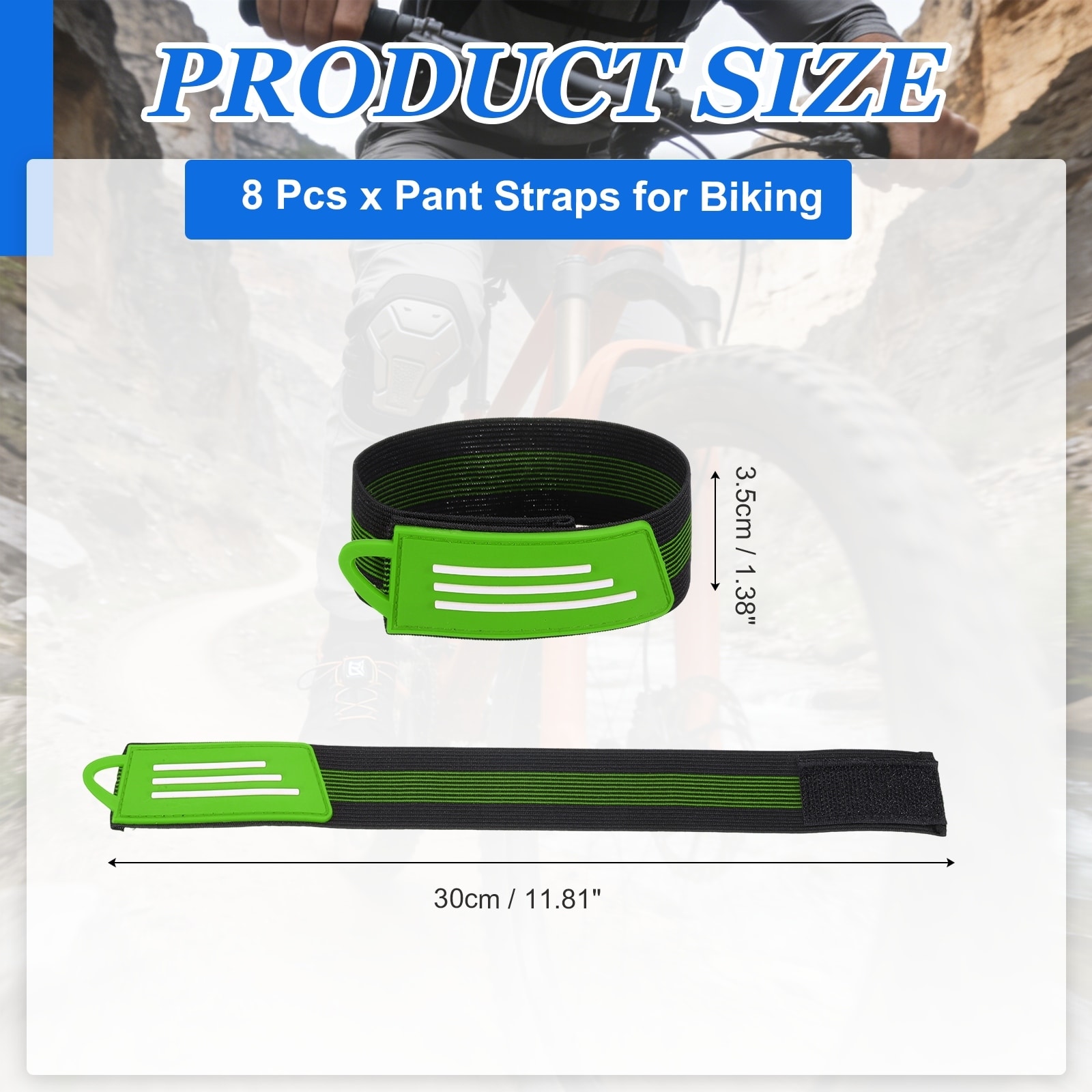 Bike Pant Leg Strap, Cycling Safety Bind, Pant Bands Clip Strap, Adjustable Elastic Bike Ankle Leg Belt for Cycling - Small
