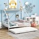 preview thumbnail 21 of 78, Metal House Bed with Trundle, Twin/Full Size Daybed Playhouse Bed with Bulit-in Storage Shelves and Metal Grid for Kids Teens White - Full