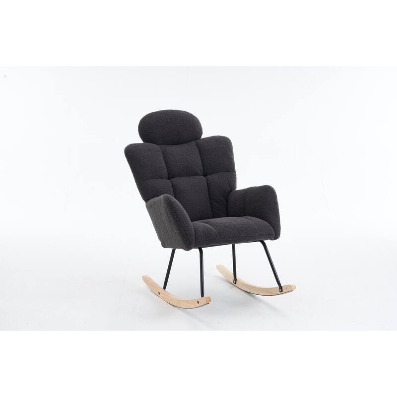 Teddy Fabric Nursery Rocking Chair with Headrest