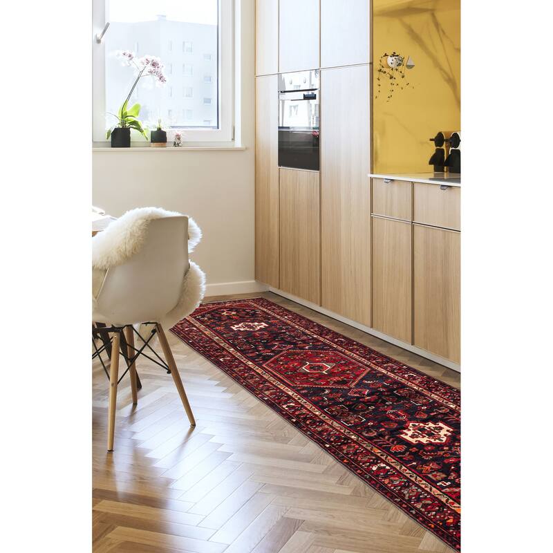 ECARPETGALLERY Hand-knotted Andelz Dark Navy Wool Rug - 3'5 x 12'8