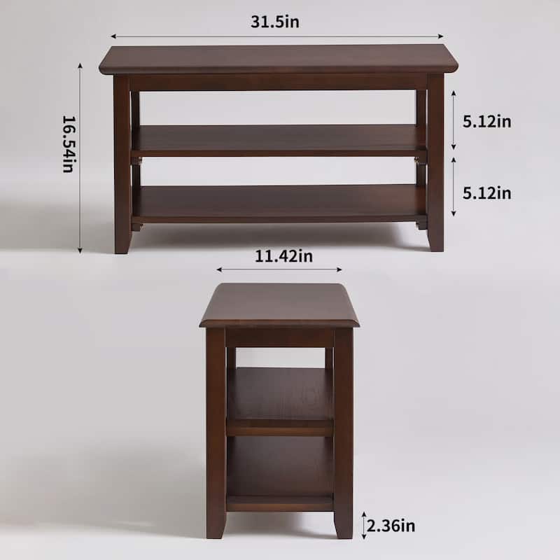 Solid Wood Shoe Bench, 2-Tier Entryway Shoe Rack Bench, Wooden Shoe Organizer with Storage Shelves, Seat Shoe Bench for Hallway