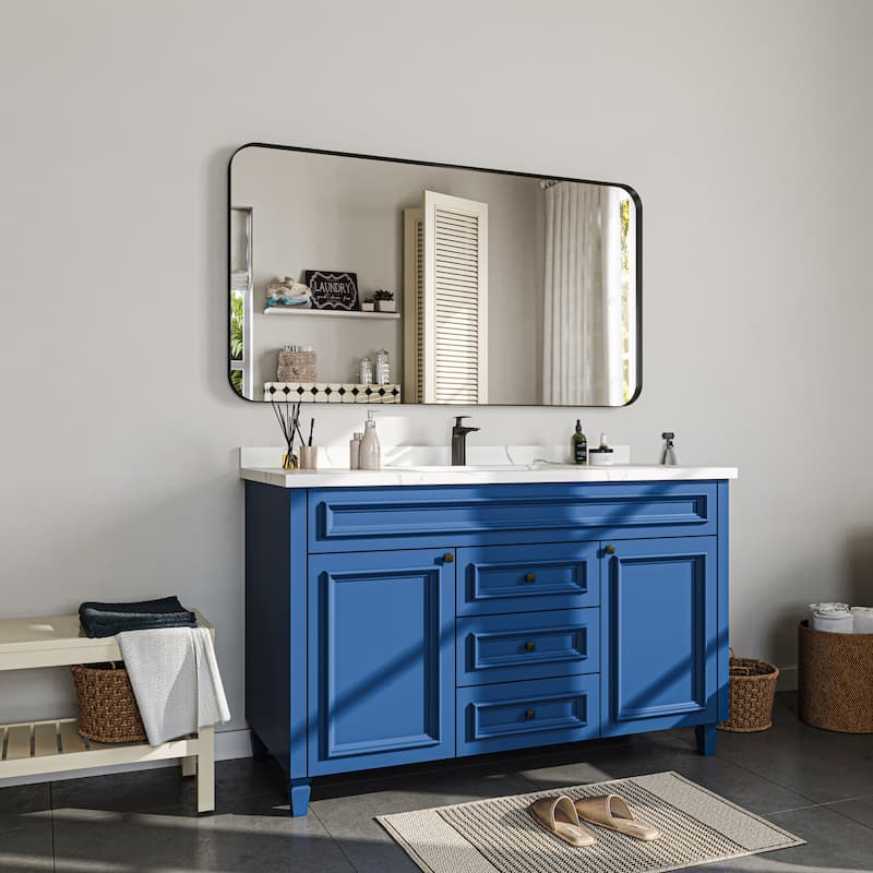 Stylish Rounded Aluminum Framed Bathroom Mirror – Full Length Wall Accent Mirror for Elegant Home Decor