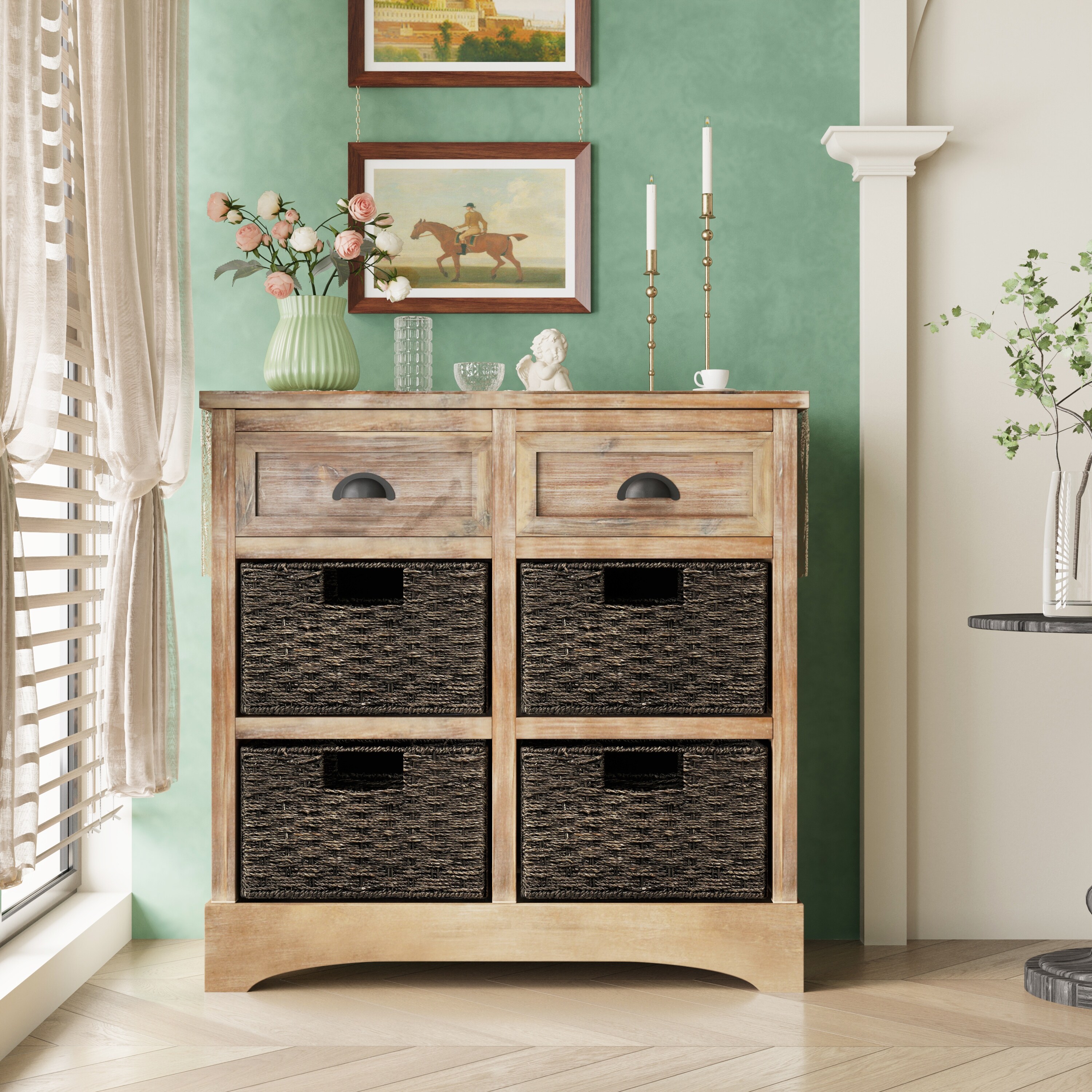 https://ak1.ostkcdn.com/images/products/is/images/direct/03ac3ebaa4ac08e648502a674a5b9e143a43d430/Rustic-Storage-Cabinet-with-Two-Drawers-and-Four-Classic-Rattan-Basket-for-Dining-Room-Living-Room.jpg