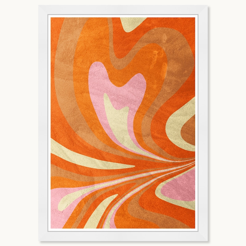 Wynwood Studio Warm Flow Framed Retro Colorful Abstract Prints - 15 x 21 - White