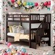 preview thumbnail 15 of 36, Twin Over Twin Bunk Bed With Storage and Guard Rail For Bedroom
