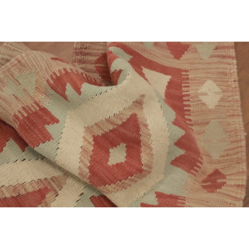 Hand Woven Oriental 100% Wool Carpet Southwestern Tribal Oranges & Rust Kilim Runner Rug - 8' 1'' X 2' 1''