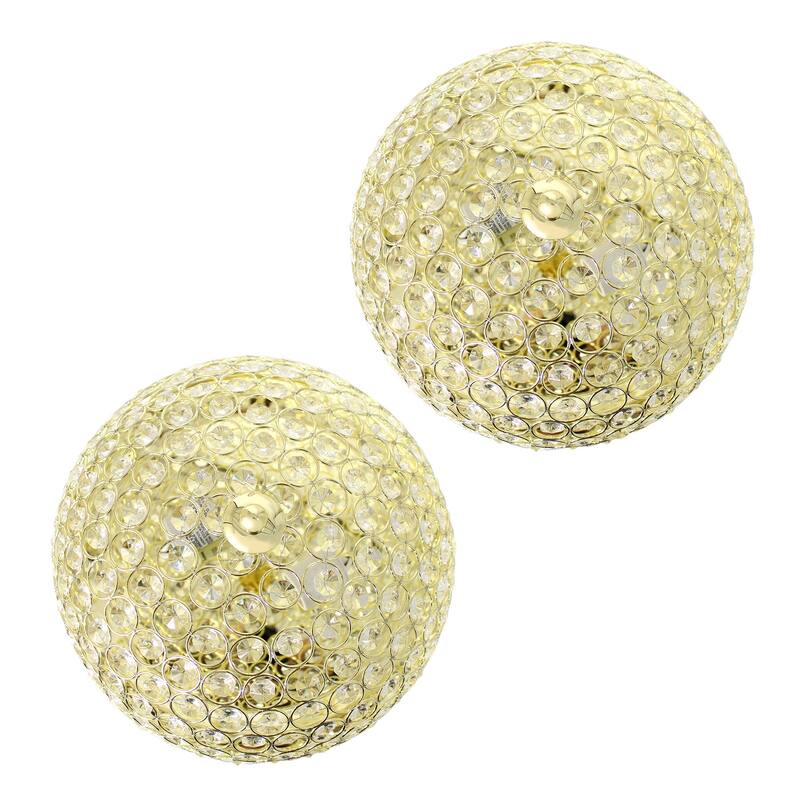 Modern 2-Light Flush Mount Ceiling Light - Crystal Embellished Gold Finish - Contemporary Lighting - 6.5