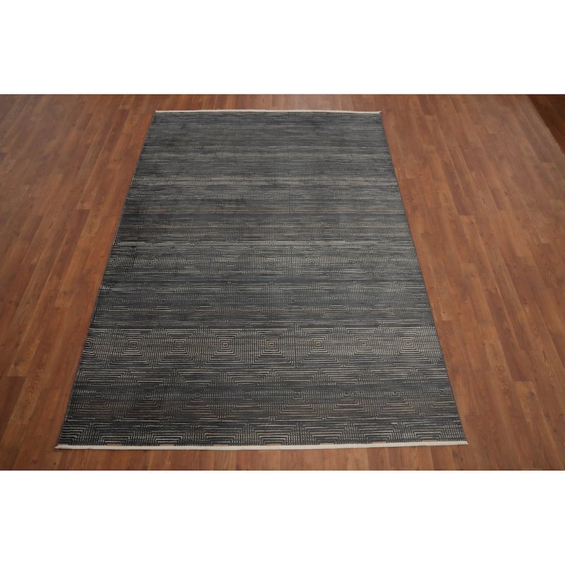 Machine Made Oriental Polyester Carpet Modern Geometric Greys & Charcoal Modern Area Rug - 7' 5'' X 5' 2''