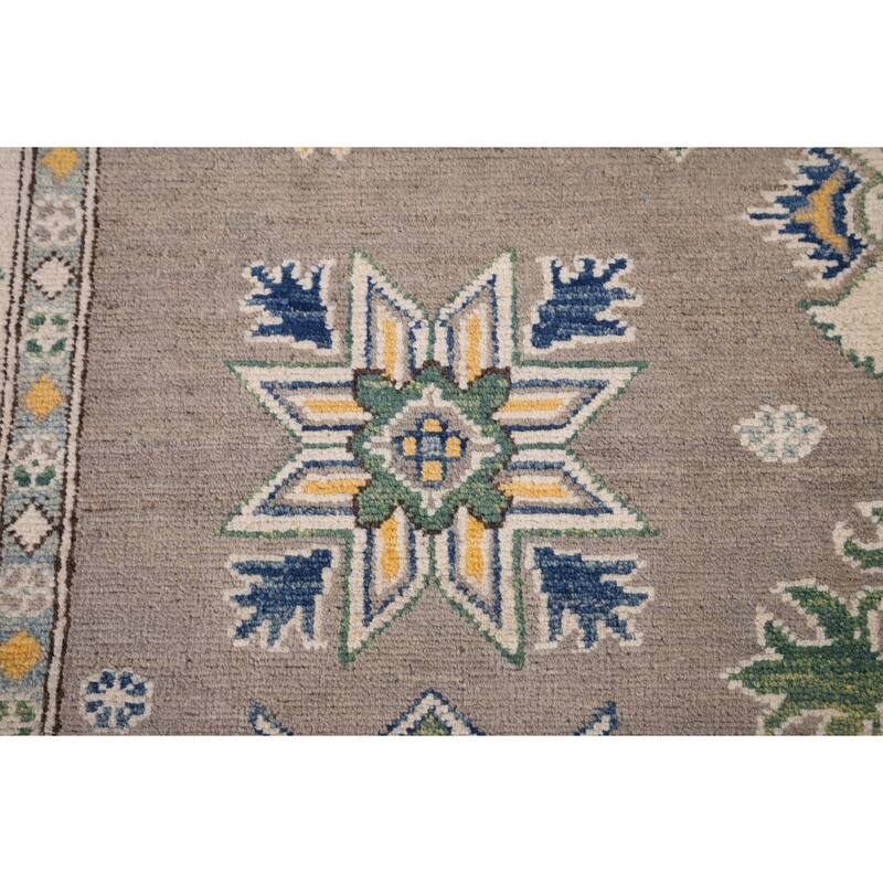 Oriental Grey Kazak Area Rug Handmade Wool Carpet - 5'0" x 6'10"