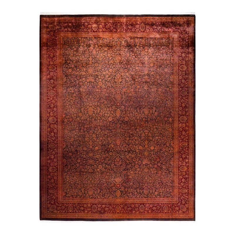 Overton Handknotted Wool Contemporary Overdyed Orange Area Rug - 9' x 12' - Orange - 9' x 12'